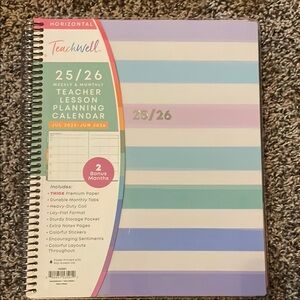 Pastel Striped Teacher Lesson Planning Calendar